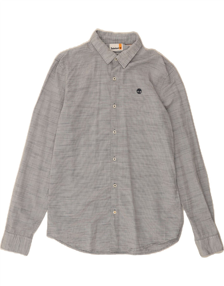 TIMBERLAND Mens Slim Fit Shirt Medium Blue Pinstripe Cotton Vintage Timberland and Second-Hand Timberland from Messina Hembry 