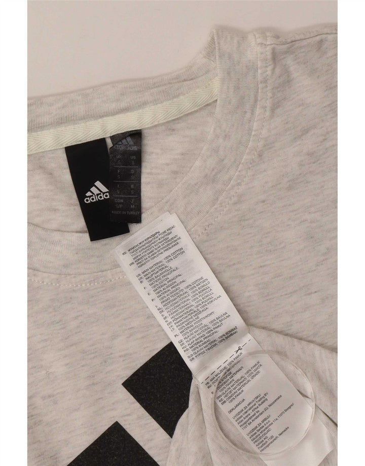 Adidas Mens Graphic T-Shirt Top Small Grey Flecked Cotton