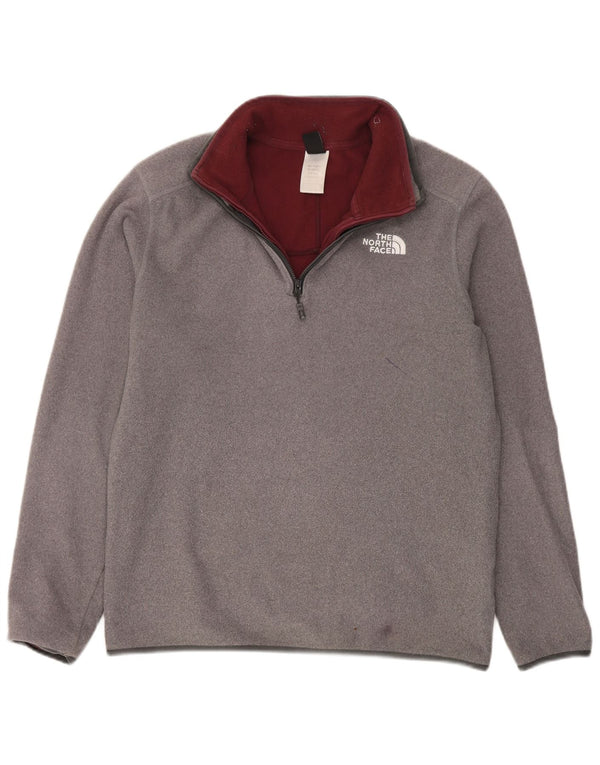 The North Face Mens Zip Neck Fleece Jumper Medium Grey Polyester Sports
