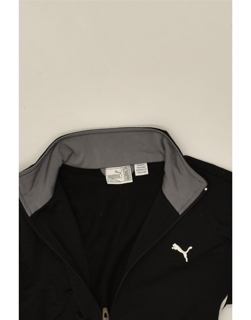 PUMA Womens Graphic Tracksuit Top Jacket UK 8 Small Black Colourblock | Vintage Puma | Thrift | Second-Hand Puma | Used Clothing | Messina Hembry 