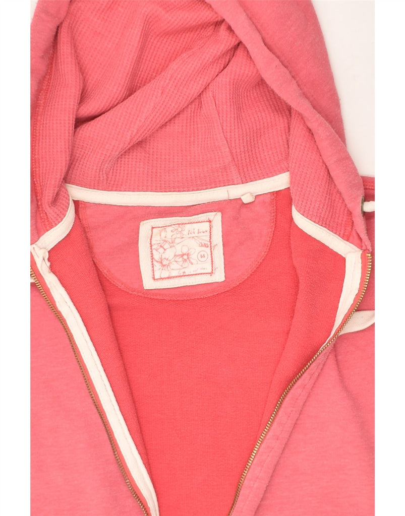 FAT FACE Womens Zip Hoodie Sweater UK 14 Large Pink Cotton | Vintage Fat Face | Thrift | Second-Hand Fat Face | Used Clothing | Messina Hembry 