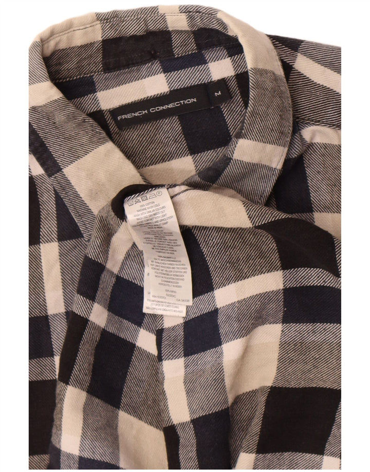 French Connection Mens Flannel Shirt Medium Navy Blue Check Cotton