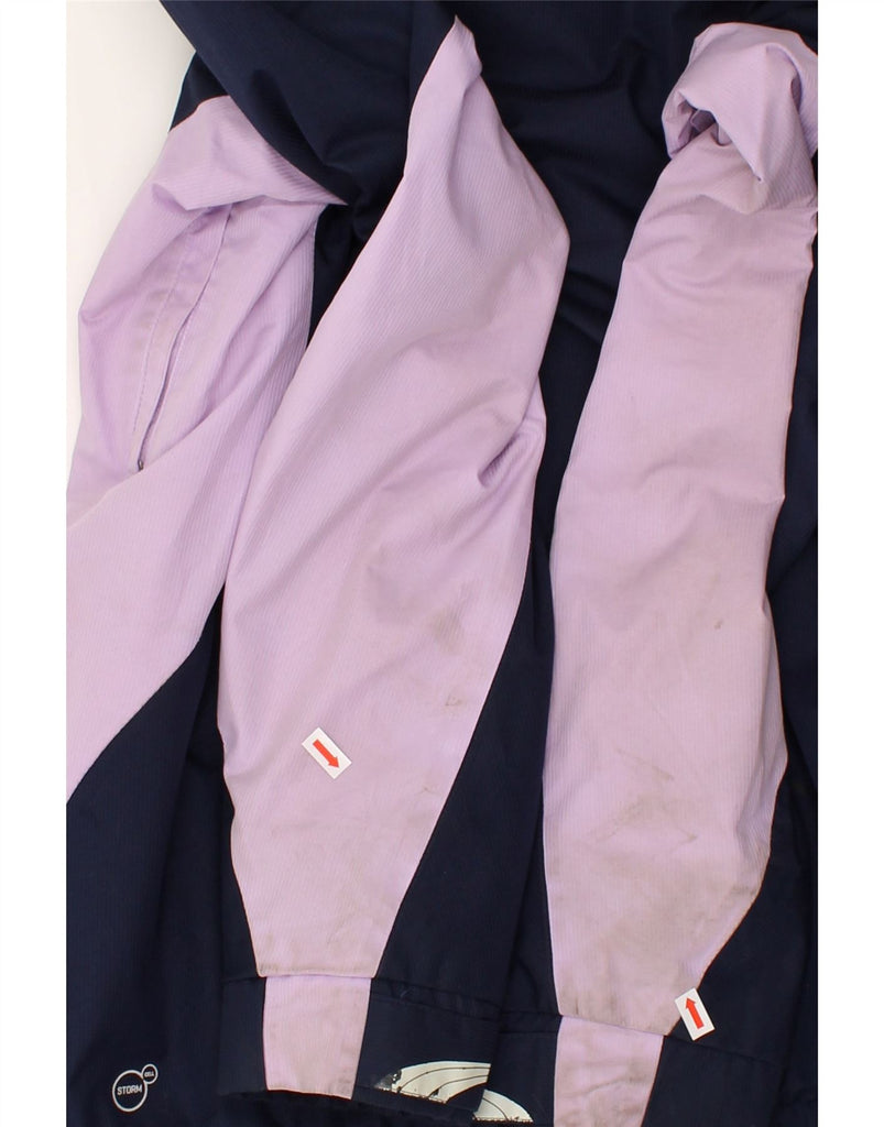 PUMA Womens Graphic Hooded Windbreaker Jacket UK 14 Large Navy Blue | Vintage Puma | Thrift | Second-Hand Puma | Used Clothing | Messina Hembry 