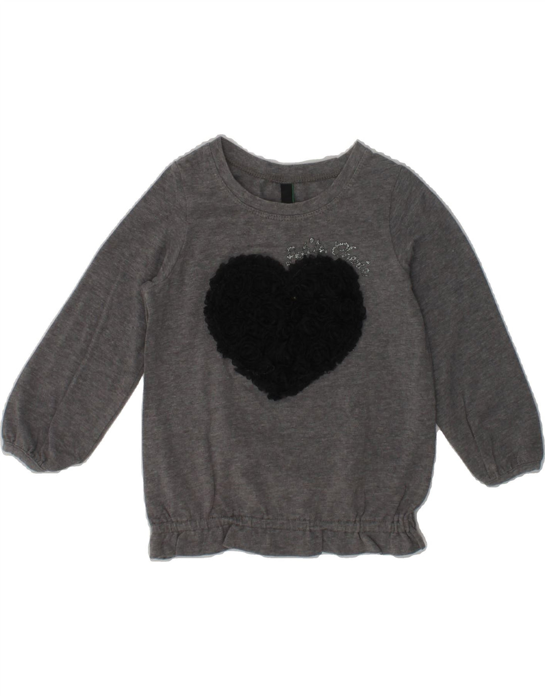 BENETTON Baby Girls Graphic Top Long Sleeve 18-24 Months Grey Geometric | Vintage Benetton | Thrift | Second-Hand Benetton | Used Clothing | Messina Hembry 