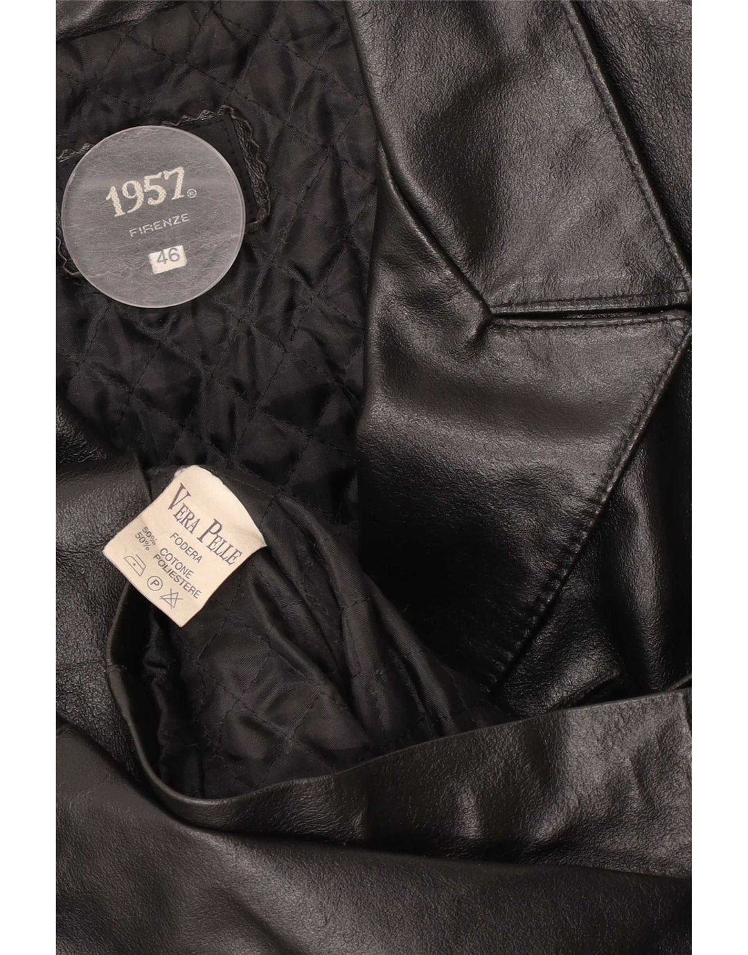 Vintage Womens Leather Coat IT 46 Large Black