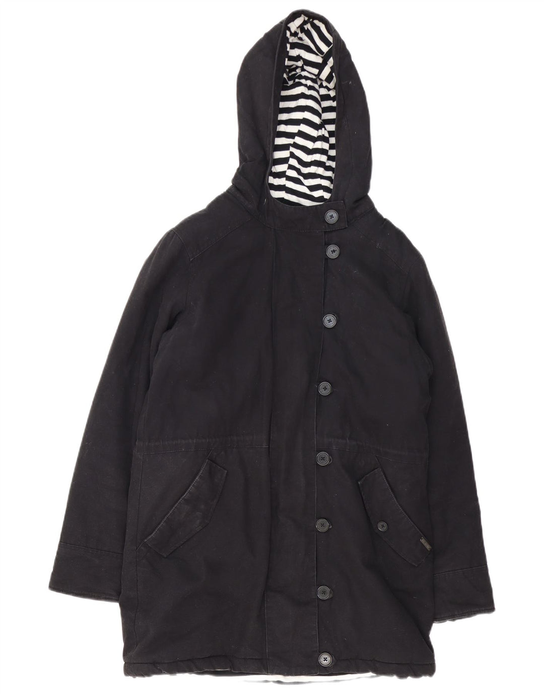 Billabong Womens Hooded Parka Jacket UK 14 Medium Black Cotton