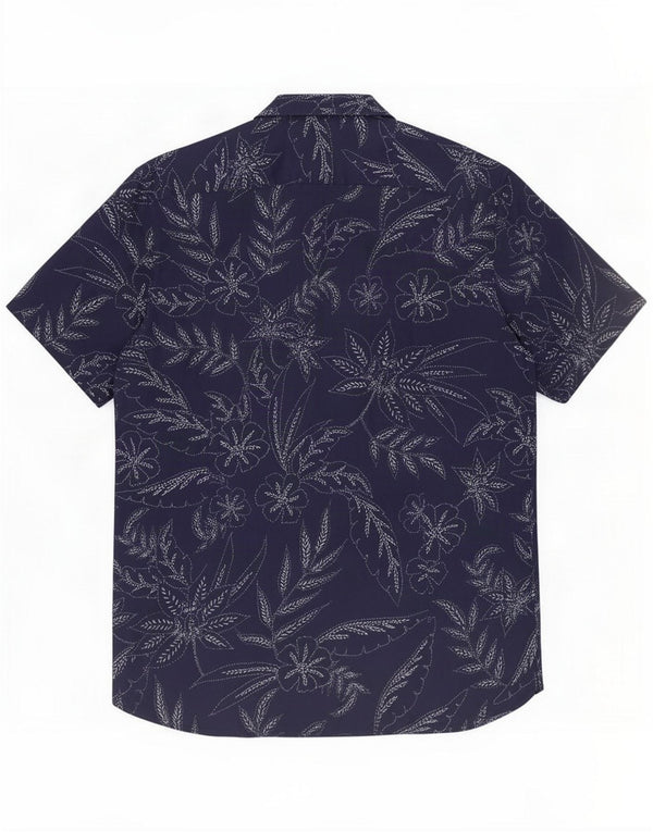 Ted Baker Mens Short Sleeve Shirt Size 4 Large Navy Blue Floral Cotton