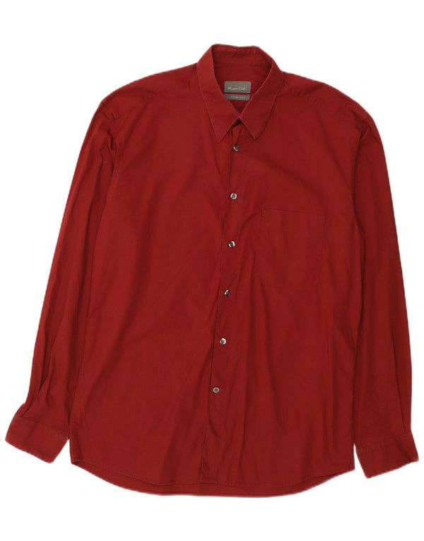 Massimo Dutti Mens Shirt Size 42 Large Burgundy Cotton