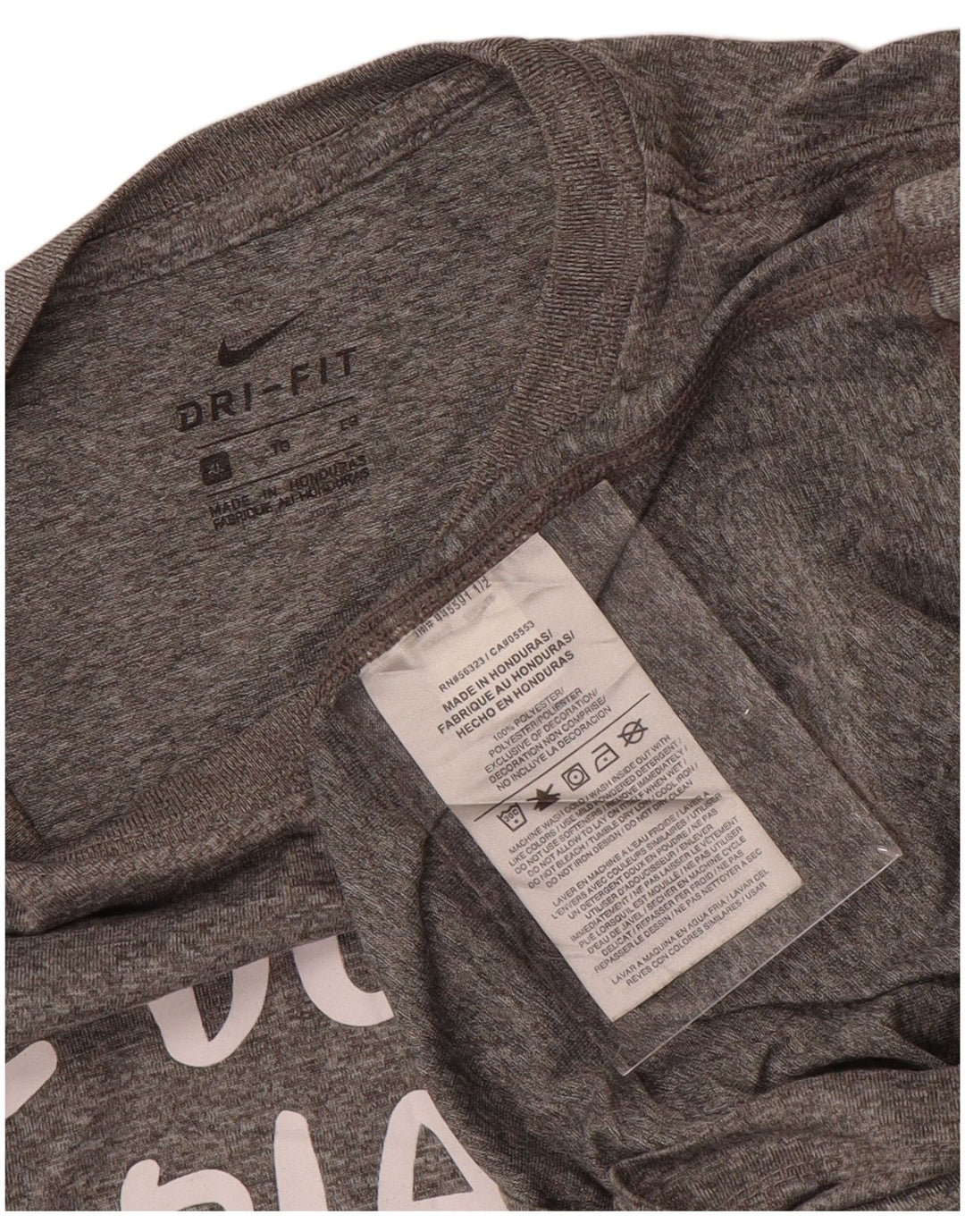 NIKE Girls Graphic T-Shirt Top 13-14 Years XL Grey Flecked Polyester