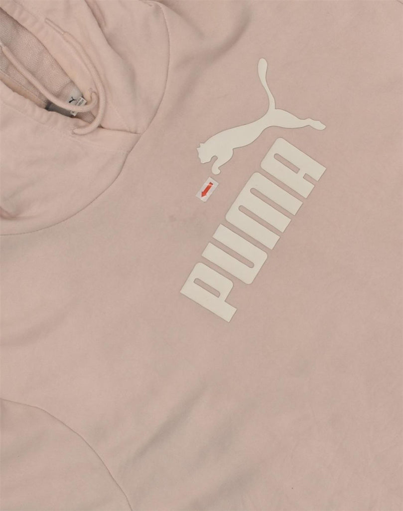 PUMA Womens Graphic Crop Hoodie Jumper UK 14 Medium Pink | Vintage Puma | Thrift | Second-Hand Puma | Used Clothing | Messina Hembry 