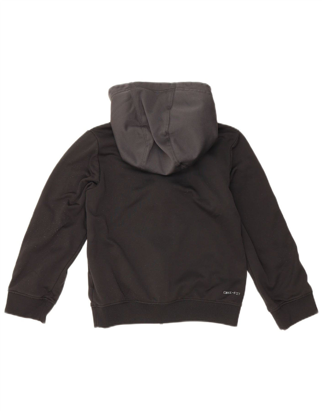 NIKE Boys Dri Fit Graphic Hoodie Jumper 8-9 Years Small Black Colourblock