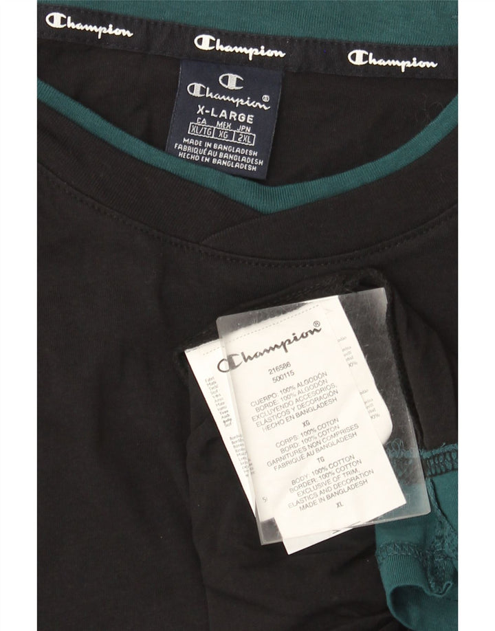 Champion Mens Top Long Sleeve XL Black Colourblock Cotton