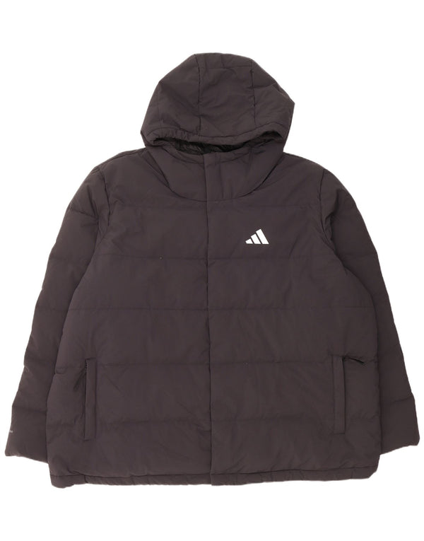 Adidas Mens Hooded Padded Jacket UK 46 3XL Black Polyester