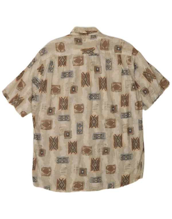 Canda Mens Short Sleeve Shirt Size 41/42 16 1/2 Large Beige Geometric
