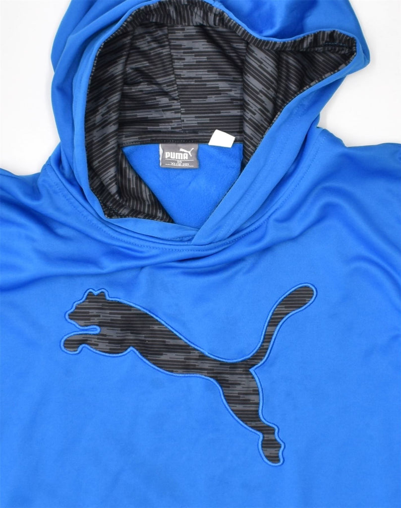 PUMA Boys Graphic Hoodie Jumper 15-16 Years XL Blue Polyester | Vintage Puma | Thrift | Second-Hand Puma | Used Clothing | Messina Hembry 