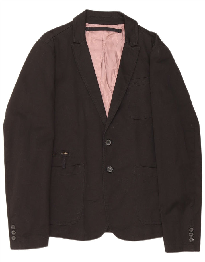 Diesel Mens 2 Button Blazer Jacket UK 40 Large Black Cotton