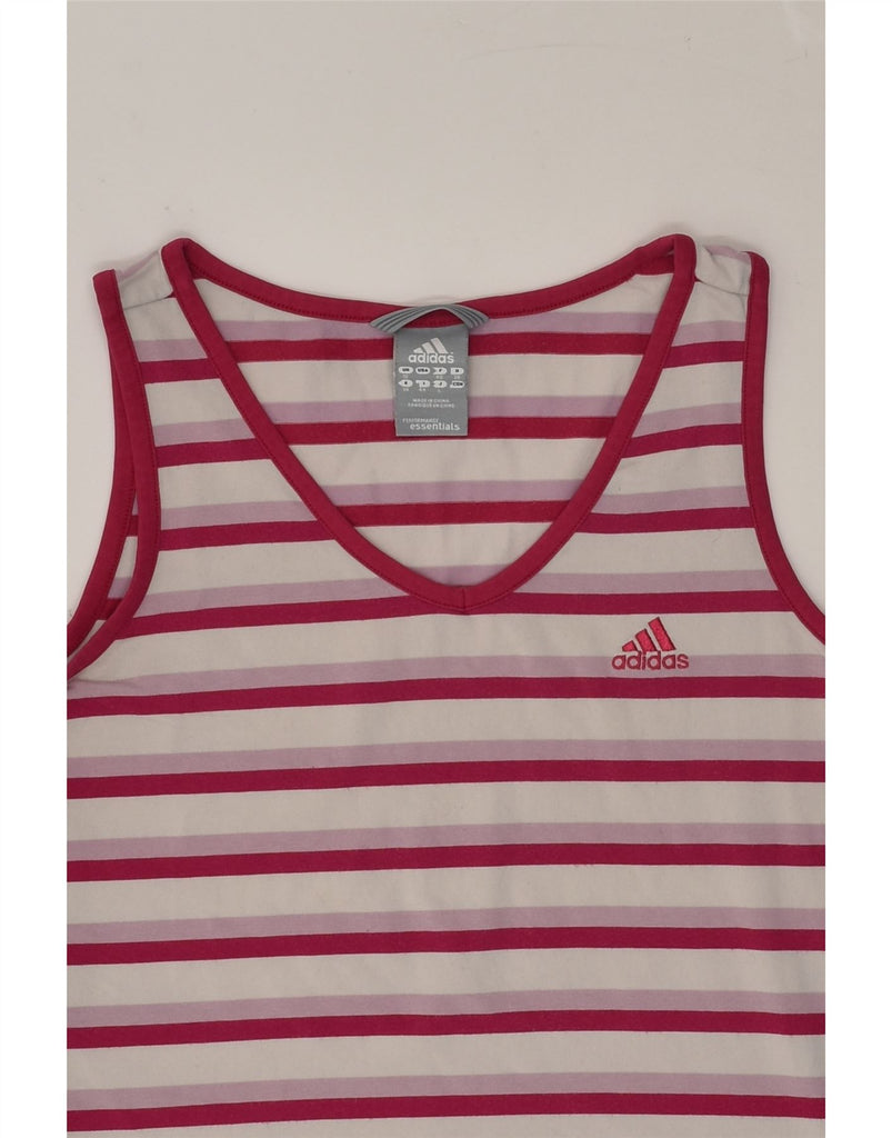 ADIDAS Womens Climalite Vest Top UK 12 Medium Pink Striped Cotton | Vintage Adidas | Thrift | Second-Hand Adidas | Used Clothing | Messina Hembry 