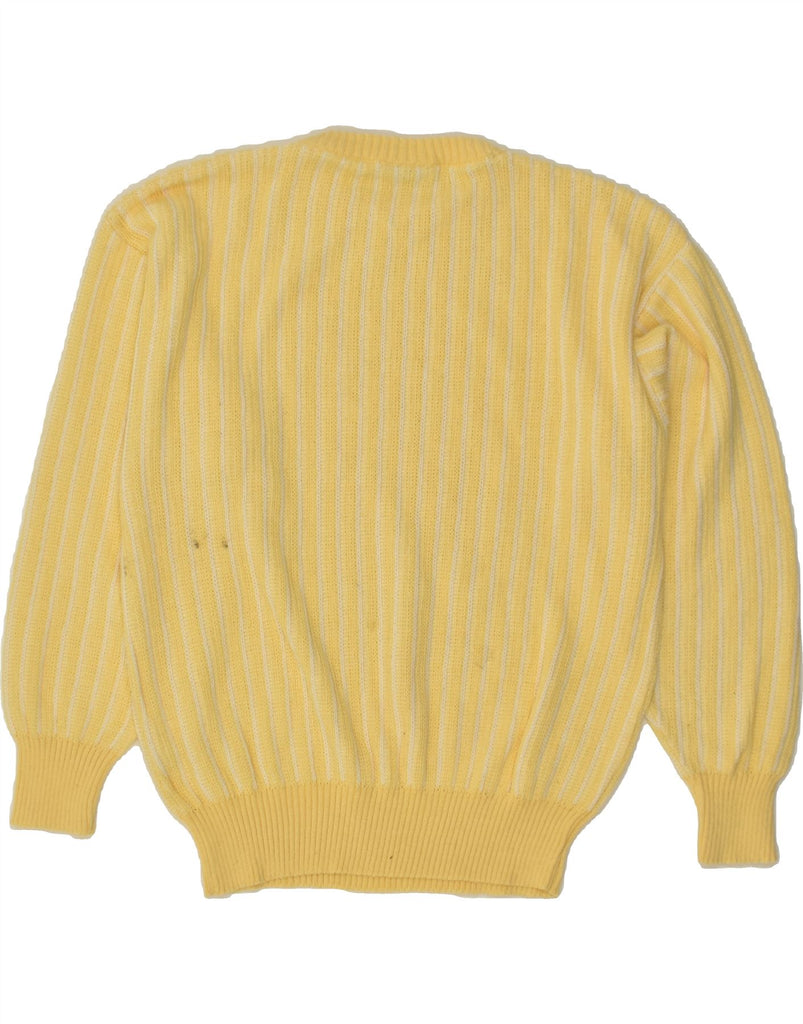 RODES Womens Crew Neck Jumper Sweater UK 16 Large Yellow Striped Cotton | Vintage Rodes | Thrift | Second-Hand Rodes | Used Clothing | Messina Hembry 