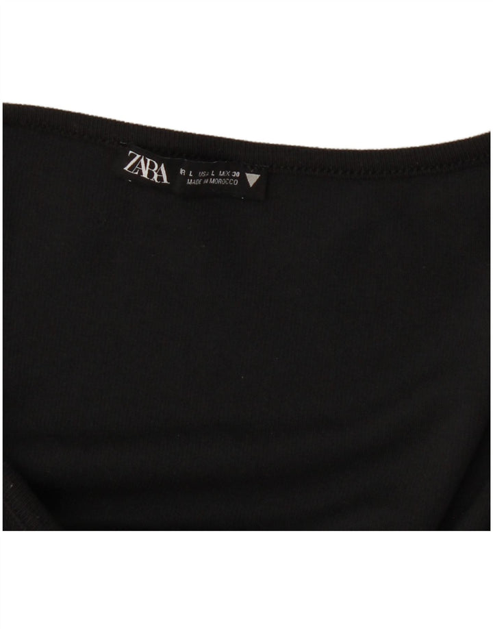 Zara Womens Top Long Sleeve UK 14 Large Black