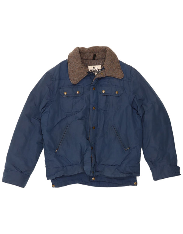 Woolrich Mens Bomber Jacket UK 40 Large Navy Blue Cotton