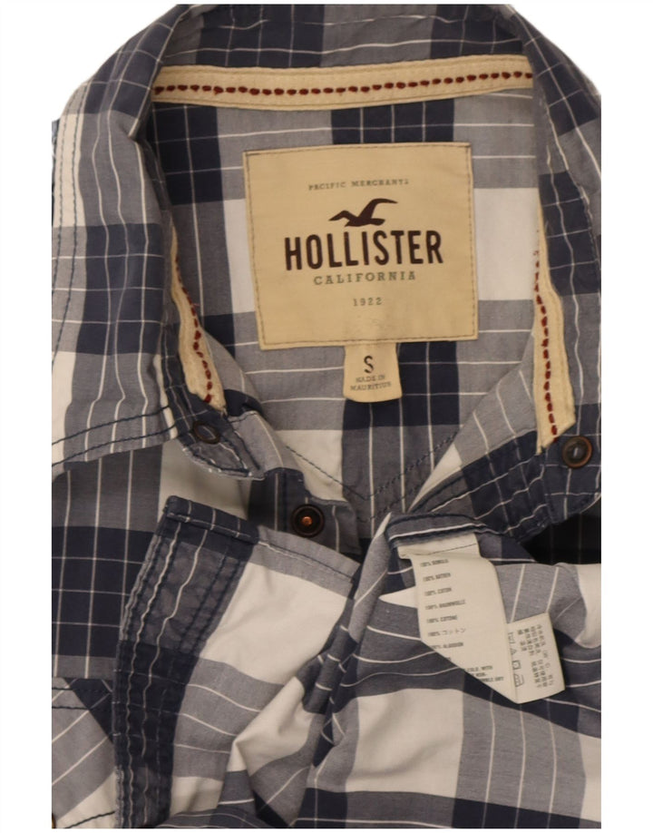 Hollister Mens Shirt Small Navy Blue Check Cotton