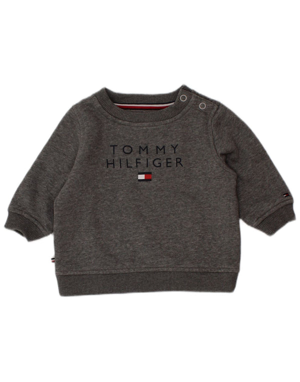 Tommy Hilfiger Baby Boys Graphic Sweatshirt Jumper 6-9 Months Grey Flecked
