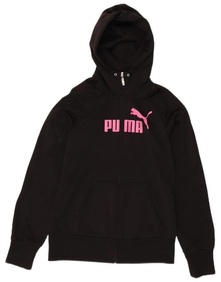 Puma Womens Graphic Zip Hoodie Sweater UK 16 Large  Black Polyester