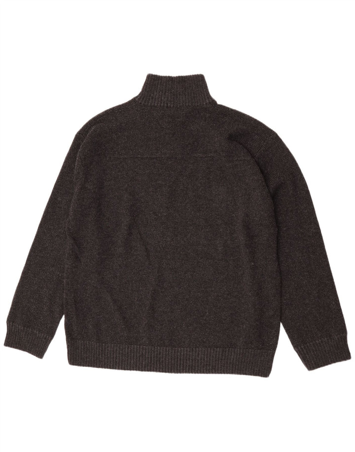 Marks & Spencer Mens Zip Neck Jumper Sweater XL Grey Lambswool