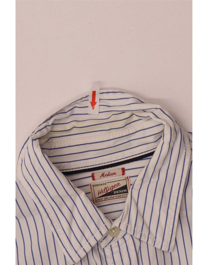 Tommy Hilfiger Mens Regular Fit Shirt Medium Blue Striped Cotton