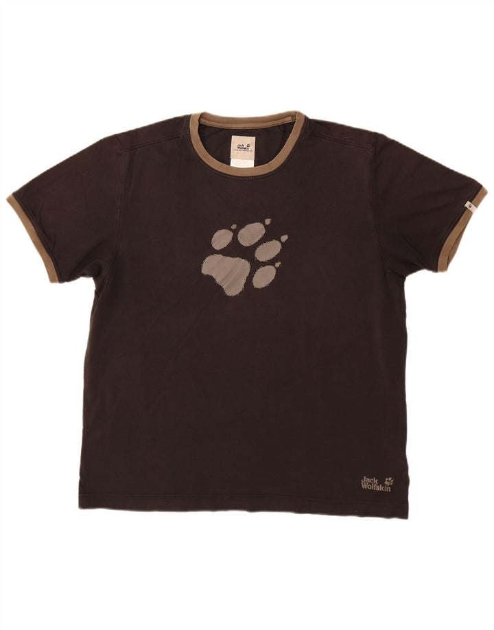 JACK WOLFSKIN Mens Graphic T-Shirt Top UK 44 XL Black Cotton