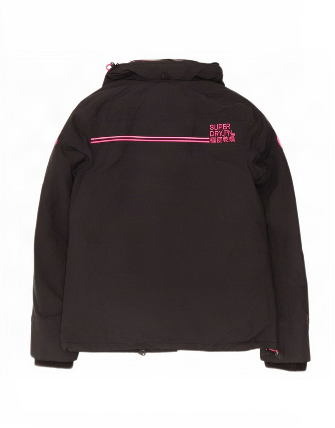 Superdry Womens Windcheater Graphic Windbreaker Jacket UK 16 Large Black