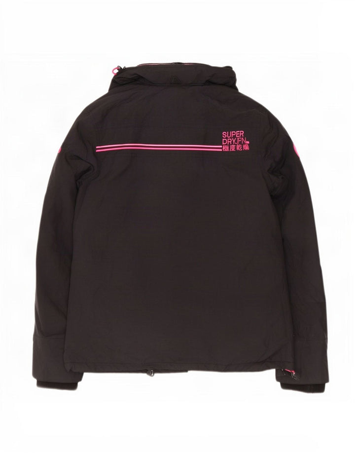 Superdry Womens Windcheater Graphic Windbreaker Jacket UK 16 Large Black