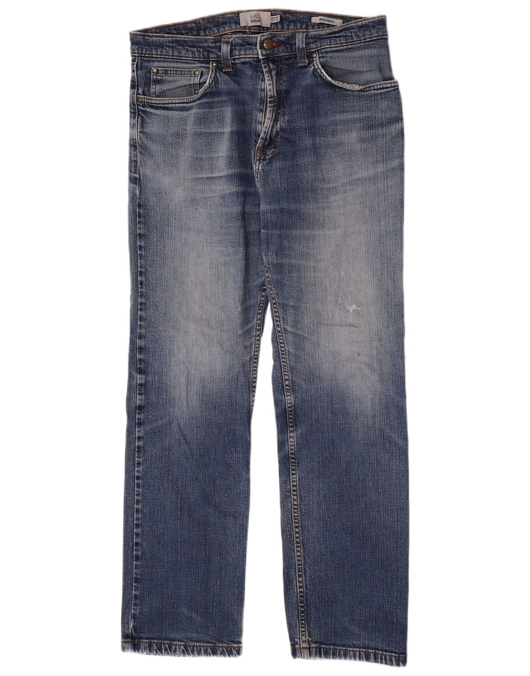 Marks & Spencer Mens Regular Straight Jeans W34 L29 Blue Cotton