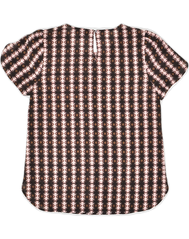 VINTAGE Womens Crazy Pattern Top US 6 Medium Brown Check Polyester | Vintage Vintage | Thrift | Second-Hand Vintage | Used Clothing | Messina Hembry 