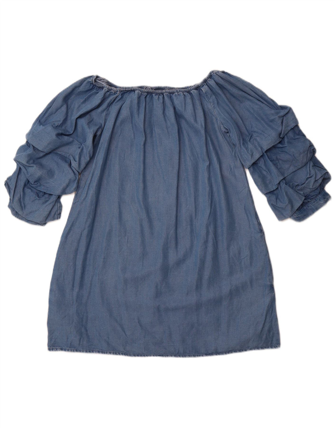 ZARA Womens 3/4 Sleeve Off Shoulder Top UK 12 Medium Blue