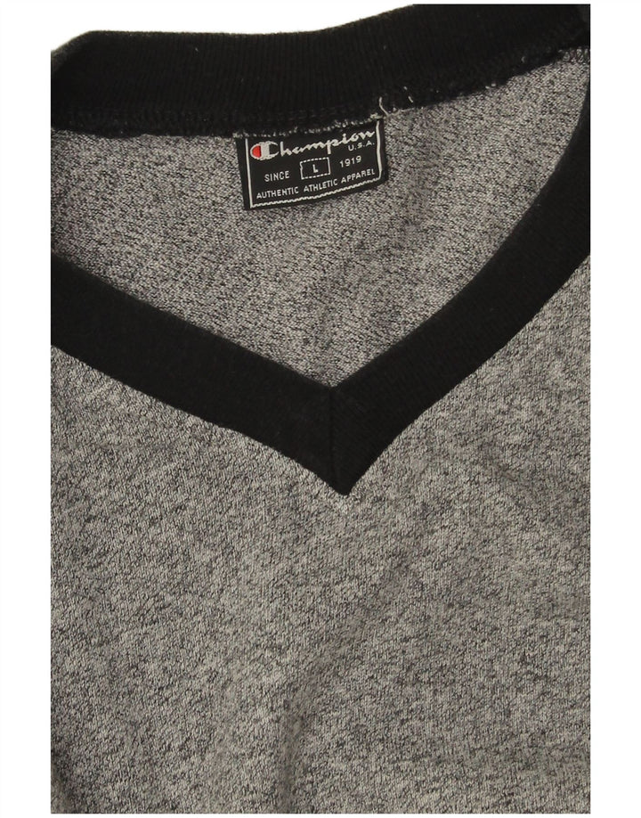 Champion Mens T-Shirt Top Large Grey Colourblock