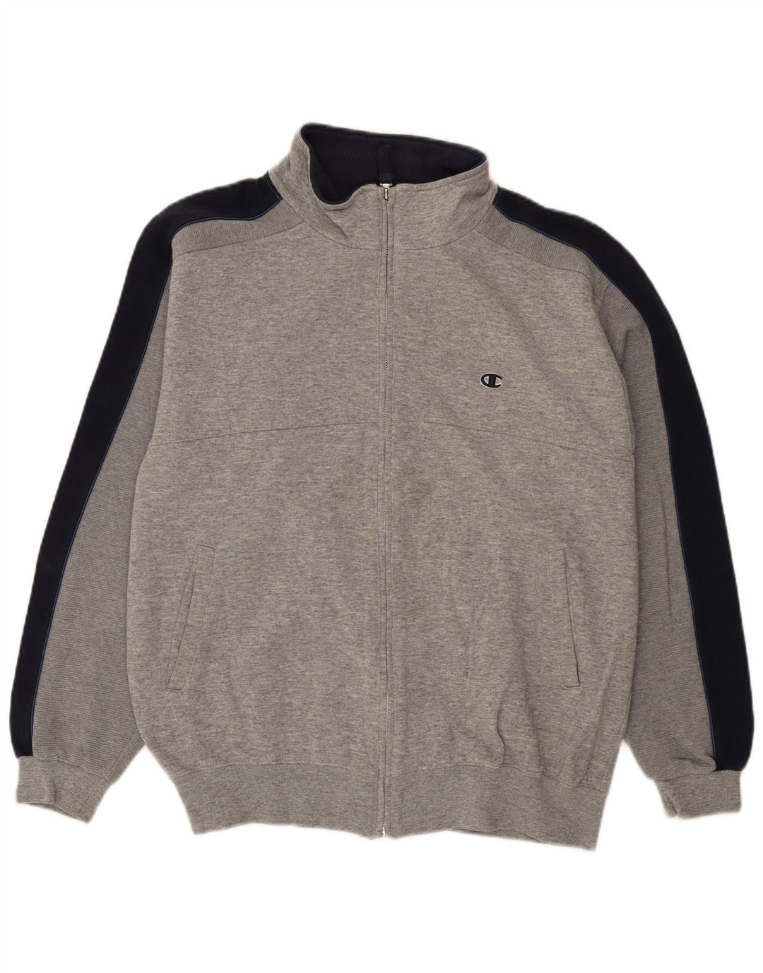 Champion Mens Tracksuit Top Jacket Large Grey Colourblock Cotton