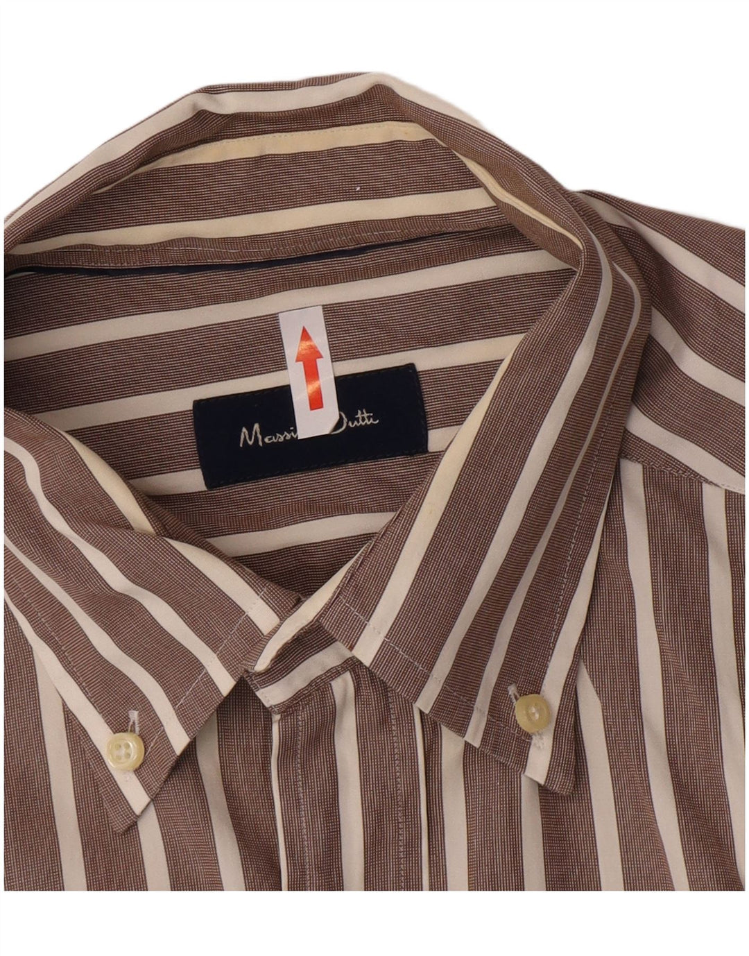 Massimo Dutti Mens Shirt Large Brown Pinstripe