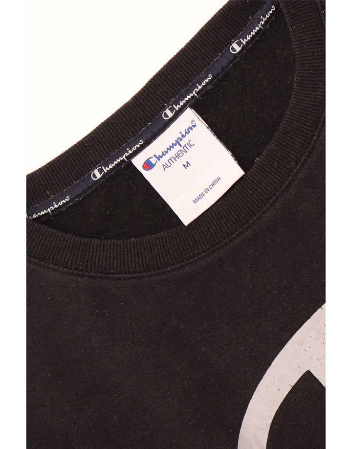 Champion Mens Graphic Sweatshirt Jumper Medium Black Cotton