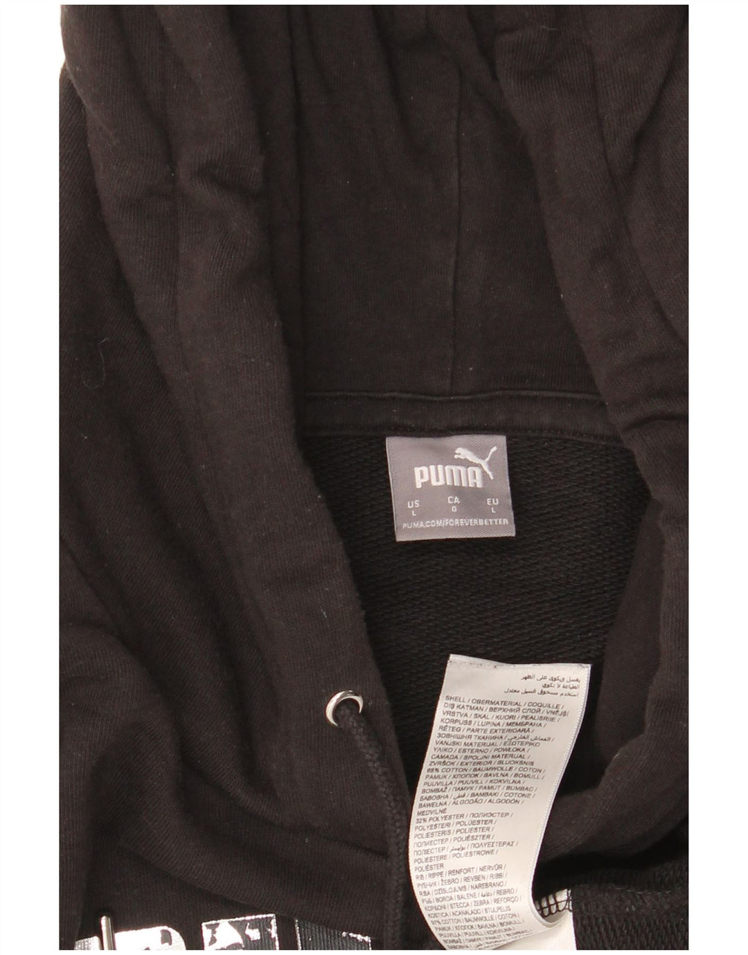 PUMA Womens Graphic Hoodie Jumper UK 16 Large Black Cotton