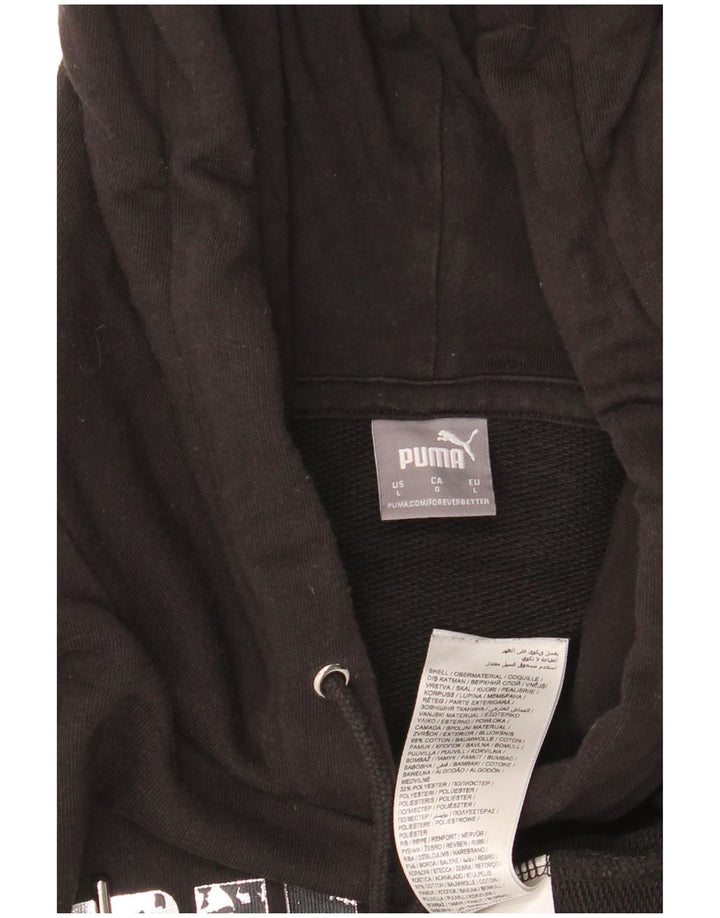 PUMA Womens Graphic Hoodie Jumper UK 16 Large Black Cotton