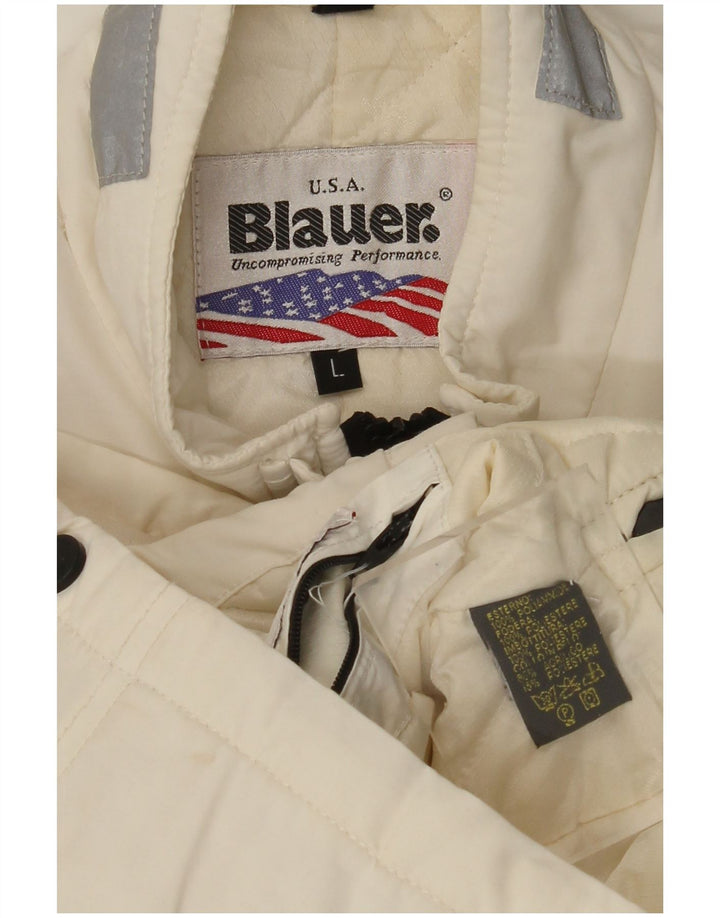BLAUER Womens Military Jacket UK 14 Large Off White Polyamide