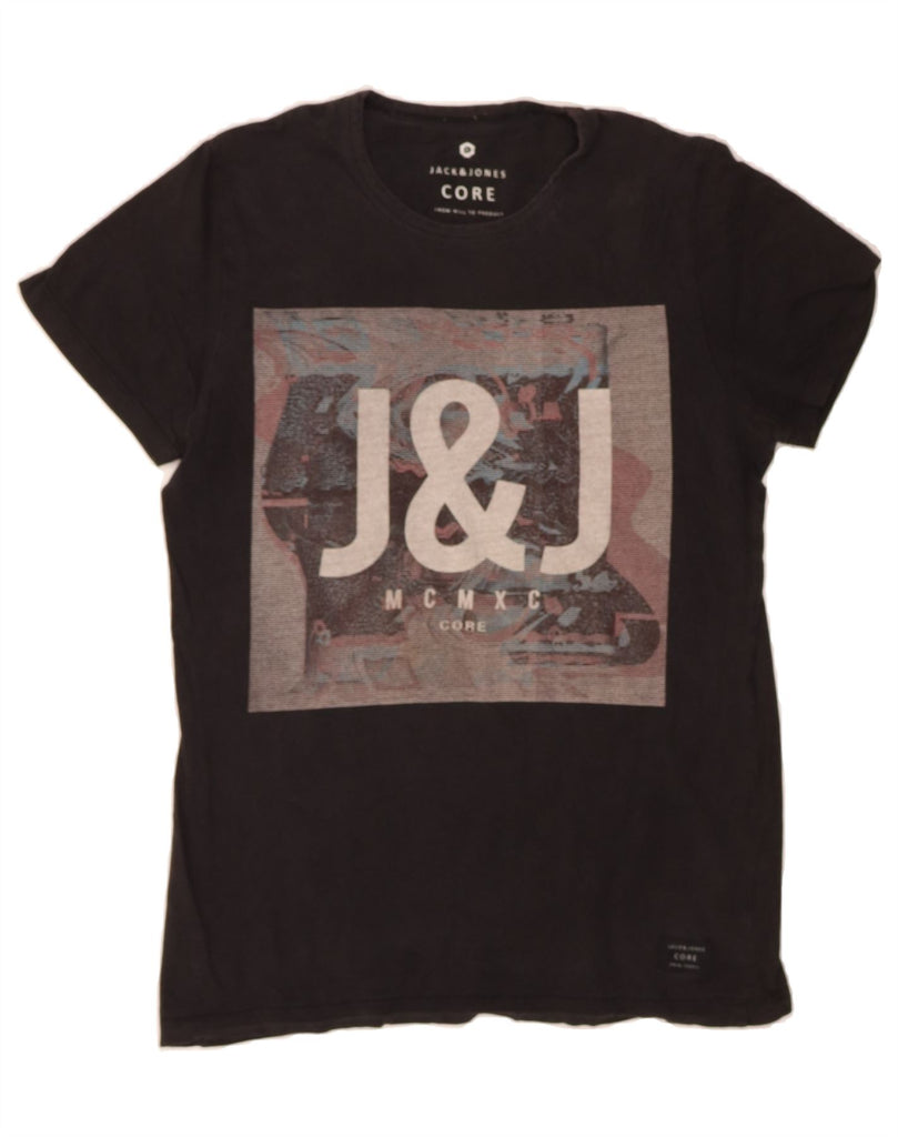 JACK & JONES Mens Graphic T-Shirt Top Medium Black Cotton Vintage Jack & Jones and Second-Hand Jack & Jones from Messina Hembry 