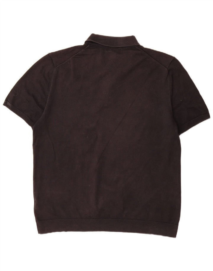 Marks & Spencer Mens Short Sleeve Polo Neck Jumper Sweater Large Black