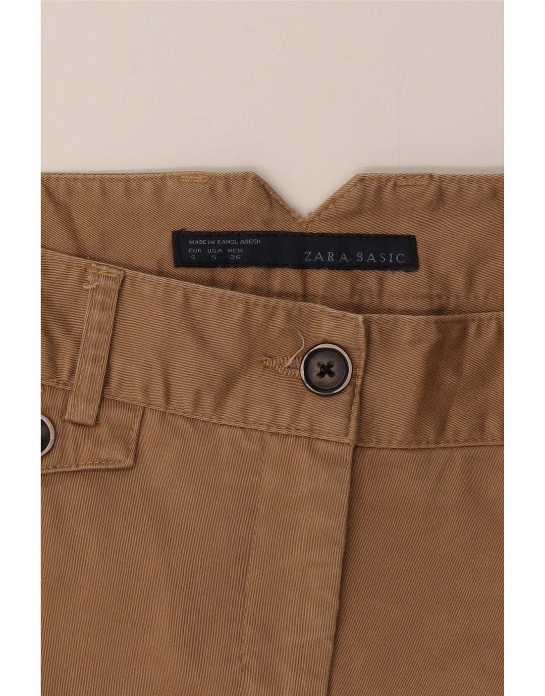 Zara Womens Chino Shorts Small W26 Beige Cotton