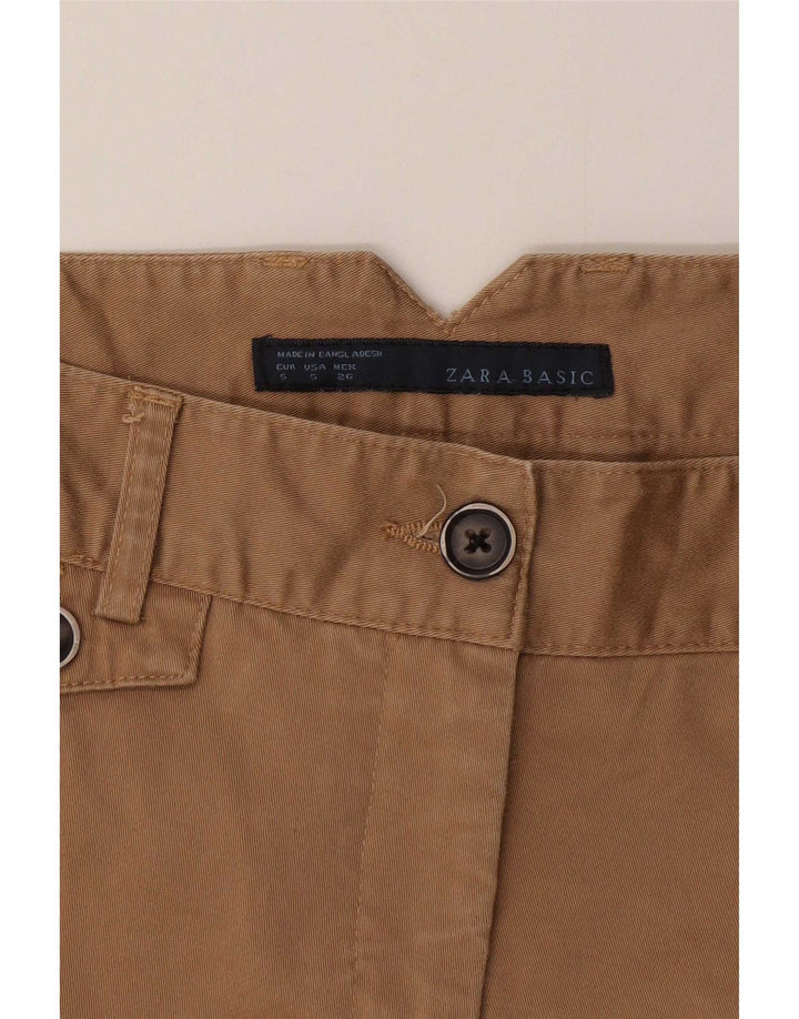 Zara Womens Chino Shorts Small W26 Beige Cotton