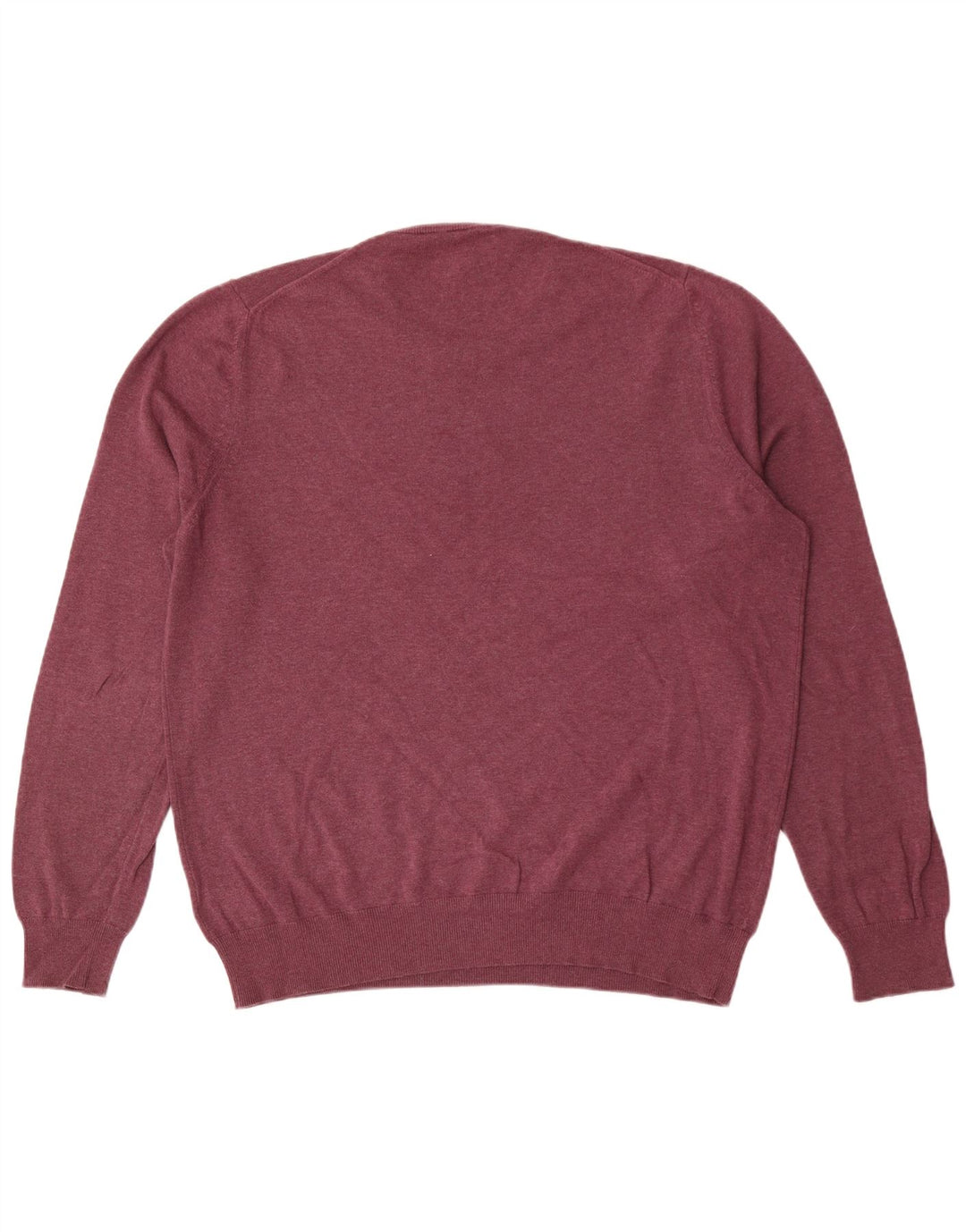 Marks & Spencer Mens Crew Neck Jumper Sweater Large Burgundy Cotton