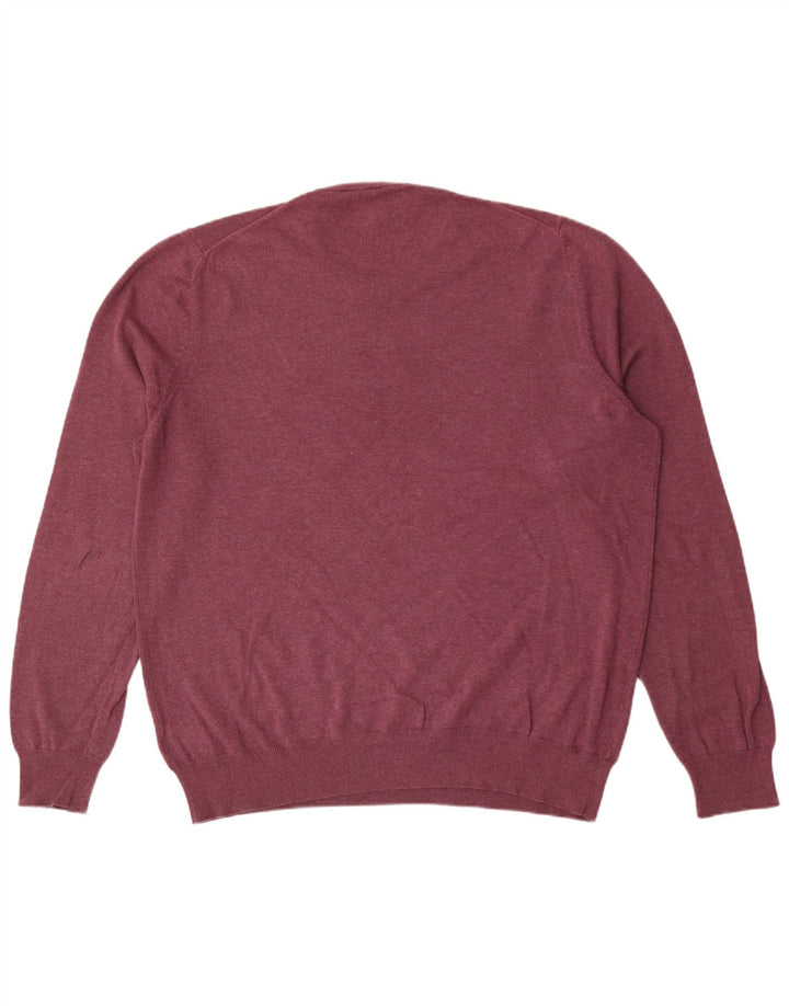 Marks & Spencer Mens Crew Neck Jumper Sweater Large Burgundy Cotton