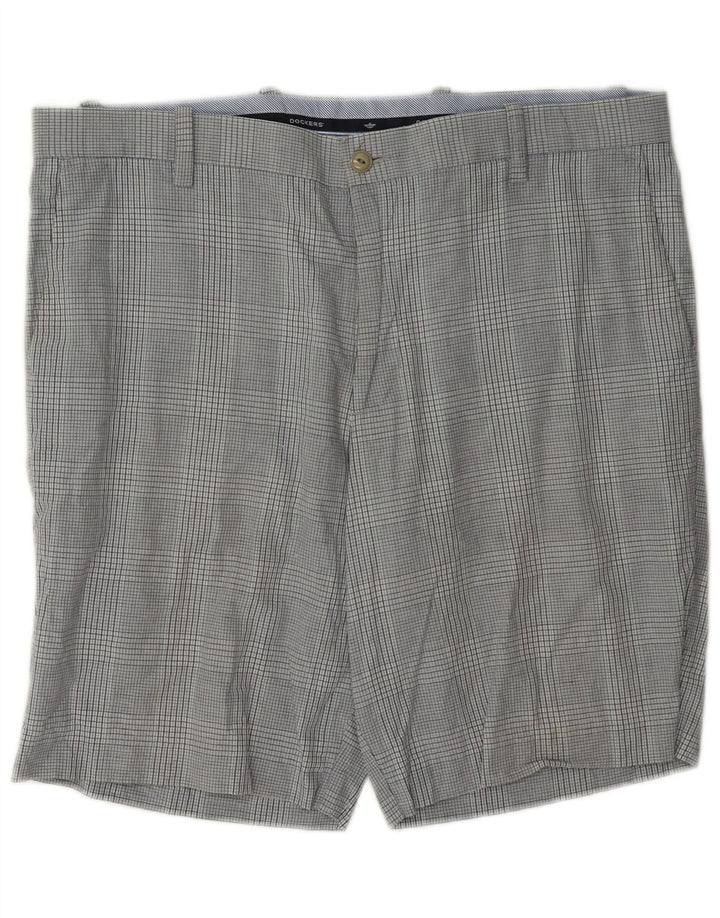 Dockers Mens Chino Shorts W38 XL Grey Check Cotton