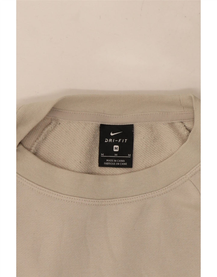 NIKE Womens Oversized Crop Graphic Sweatshirt Jumper UK 14 Medium Beige